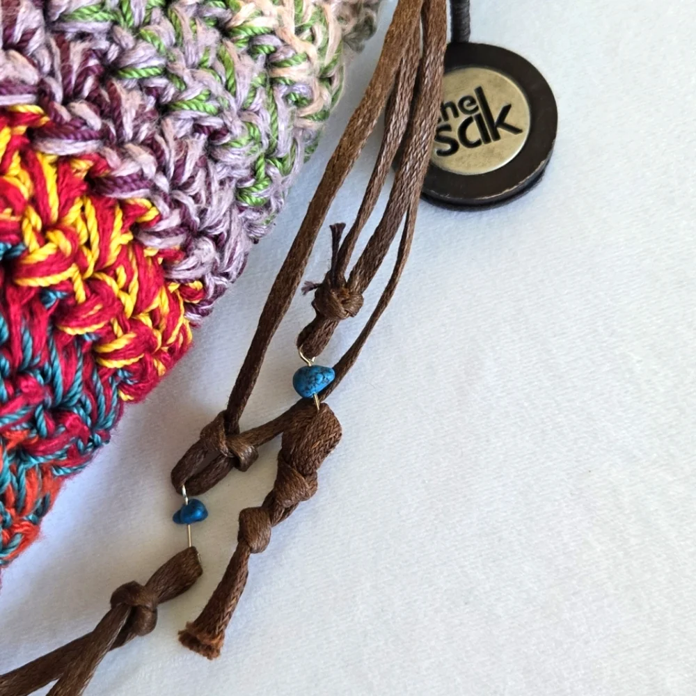 The Sak Sakroots Happy & Free Multi Colored Crocheted Hobo Shoulder Handbag